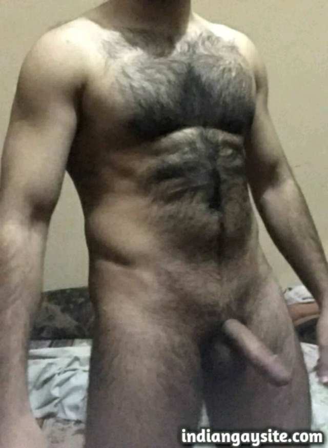 Indian Gay Porn: Sexy desi hairy bull showing off his hunky body and big hard cock