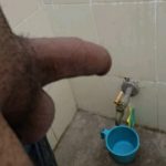 Indian Gay Porn: Horny desi twink exposing his sexy ass and long uncut cock from the bathroom