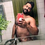 Indian Gay Porn: Horny and sexy desi hairy hunk admiring himself naked in the mirror