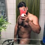 Indian Gay Porn: Horny and sexy desi hairy hunk admiring himself naked in the mirror