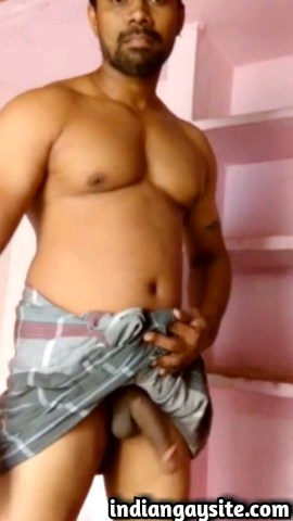 Gay desi hunk jerking off and teasing huge cock