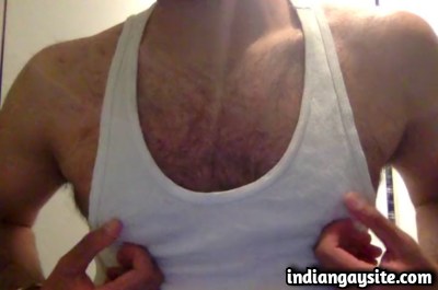 Desi gay clip of hairy hunk playing with nipples