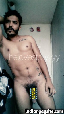 Sexy Naked Indian Hunk Posing with Thick Cock