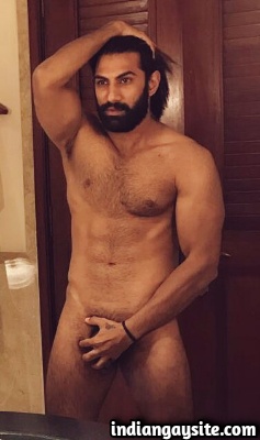 Naked Indian Model Shows Hairy Body in Boxers