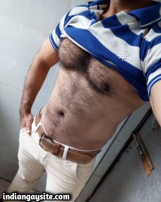 Muscular Hairy Indian Hunk Exposes Big Dick in Bulging Briefs