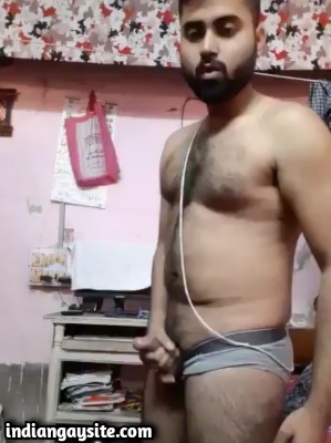 Horny Hunk Strips & Jerks Hard in Indian Gay Video