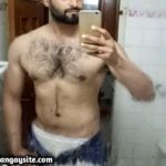 Hairy Indian Hunk Stripping Naked to Show Huge Lund