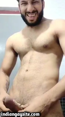 Bearded Hunk Playing with Cock in Indian Gay Video