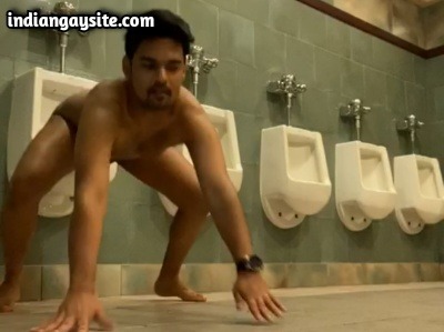 Gay College Porn of Horny Naked Guy in Washroom