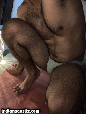 Hairy desi hunk showing nude furry body