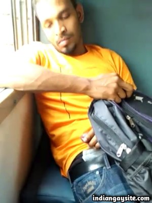 Gay exhibitionist video of slutty desi man in train