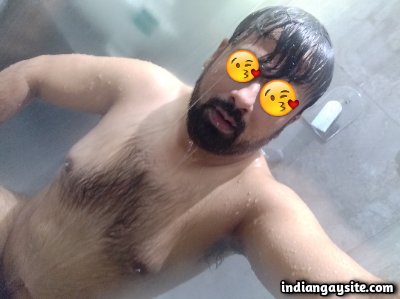 Naked Indian bear teasing hot and hairy wet body