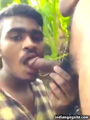 Outdoor cock sucker enjoys a juicy big cock