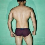 Muscular briefs model posing with sexy undies