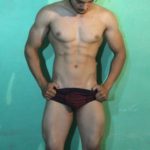 Muscular briefs model posing with sexy undies