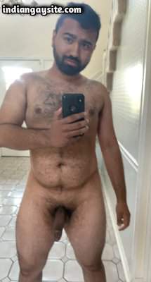 Stripping gay bear teasing hot body and cock