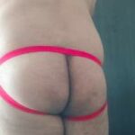 Nude bottom boy teasing his butt while riding dildo