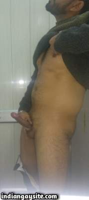 Horny Delhi hunk showing off big dick getting hard