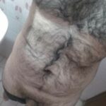 Hairy naked daddy teasing hot body and cut dick