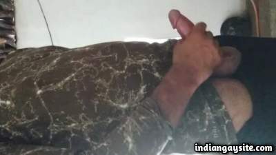 Masturbating desi guy plays with his big hard cock