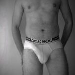 Naked briefs man teasing hot body and big bulge