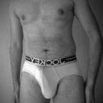 Naked briefs man teasing hot body and big bulge