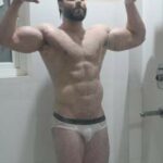 Nude muscled guy exposing sexy and hot bulge and body