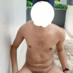 Exhibitionist gay boy being naked in public on rooftop