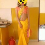 Crossdressing Indian man teasing in a saree in pics