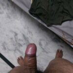 Horny Delhi man teasing his big uncut boner in pics