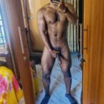 Muscular horny man teasing his huge dick in nudes