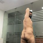 Horny office boy teasing his hot nude body in pics