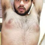 Hairy nude boy teasing his sexy bare body in pics