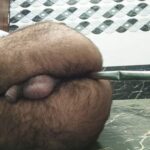 Furry horny man teasing his round bubbly ass in nudes