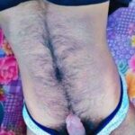 Hairy horny guy teasing us with his bulging undies