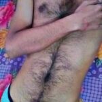 Hairy young guy teasing his sexy body in nude body pics