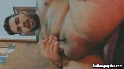 Punjabi hairy guy cums hard on his cam show